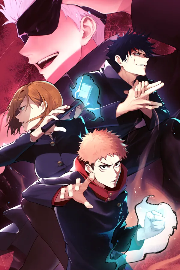 Gojo, Yuji, Megumi & Nobara poster, Jujutsu Kaisen